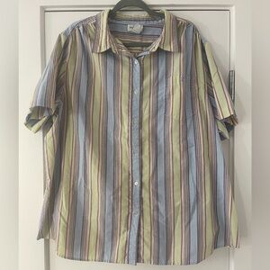 Willow Lane Striped Multicolor Woman’s Button Down Collar Shirt Size 24W GUC